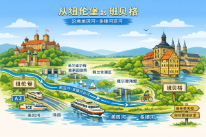 Illustrated map of Nuremberg to Bamberg